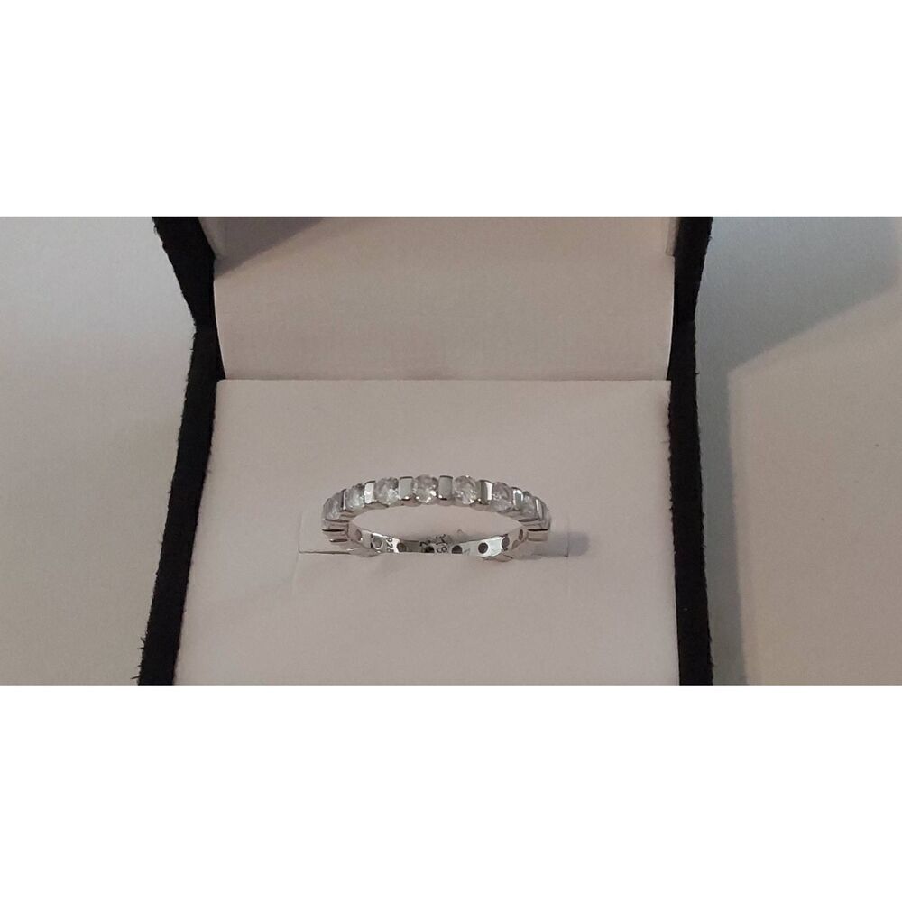 2.5 Ct. Round Diamond Simulant & Bar Eternity Band Ring Sz 9~925 Sterling Silver